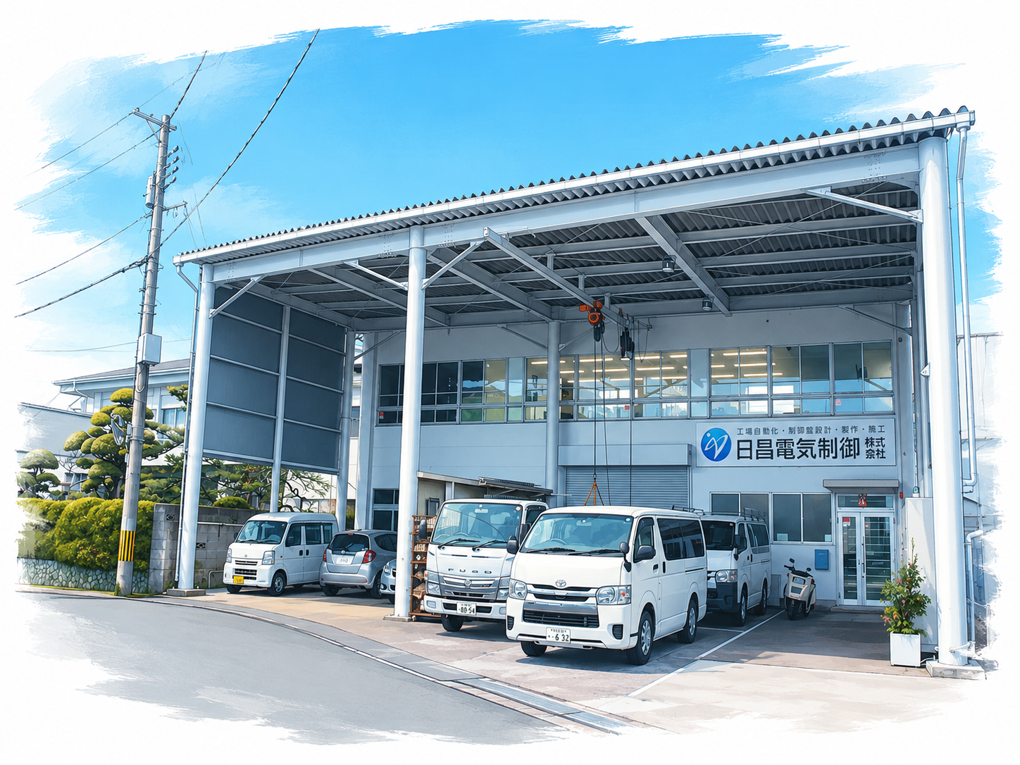 日昌電気制御株式会社 社屋外観イラスト